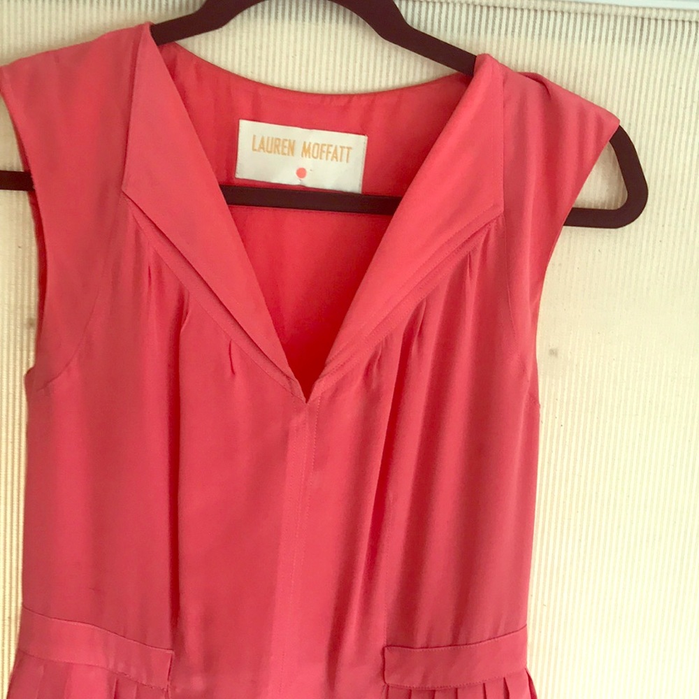 Lauren Moffatt Coral Pink Midi Dress